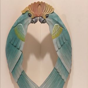 Hand carved and painted wooden cockatoo frame